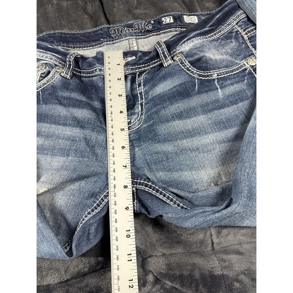 Miss Me Jeans Size 27 Mid-Rise Easy Crop Distressed American flag pocket - Picture 7 of 11